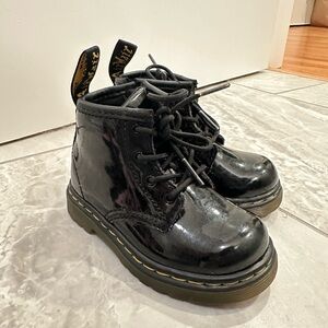 Black patent leather toddler boots
